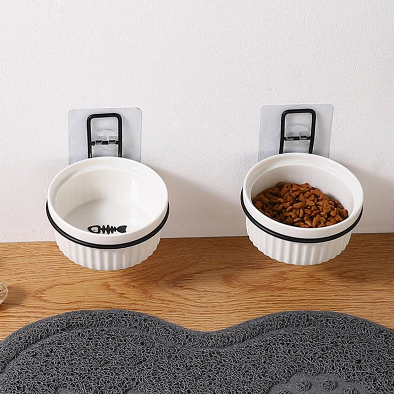 Solid Wood Pet Food Bowl Cat Cage Villa Style Hanging Fixed Dog Bowl Cat Food Waterproof Anti-overturn