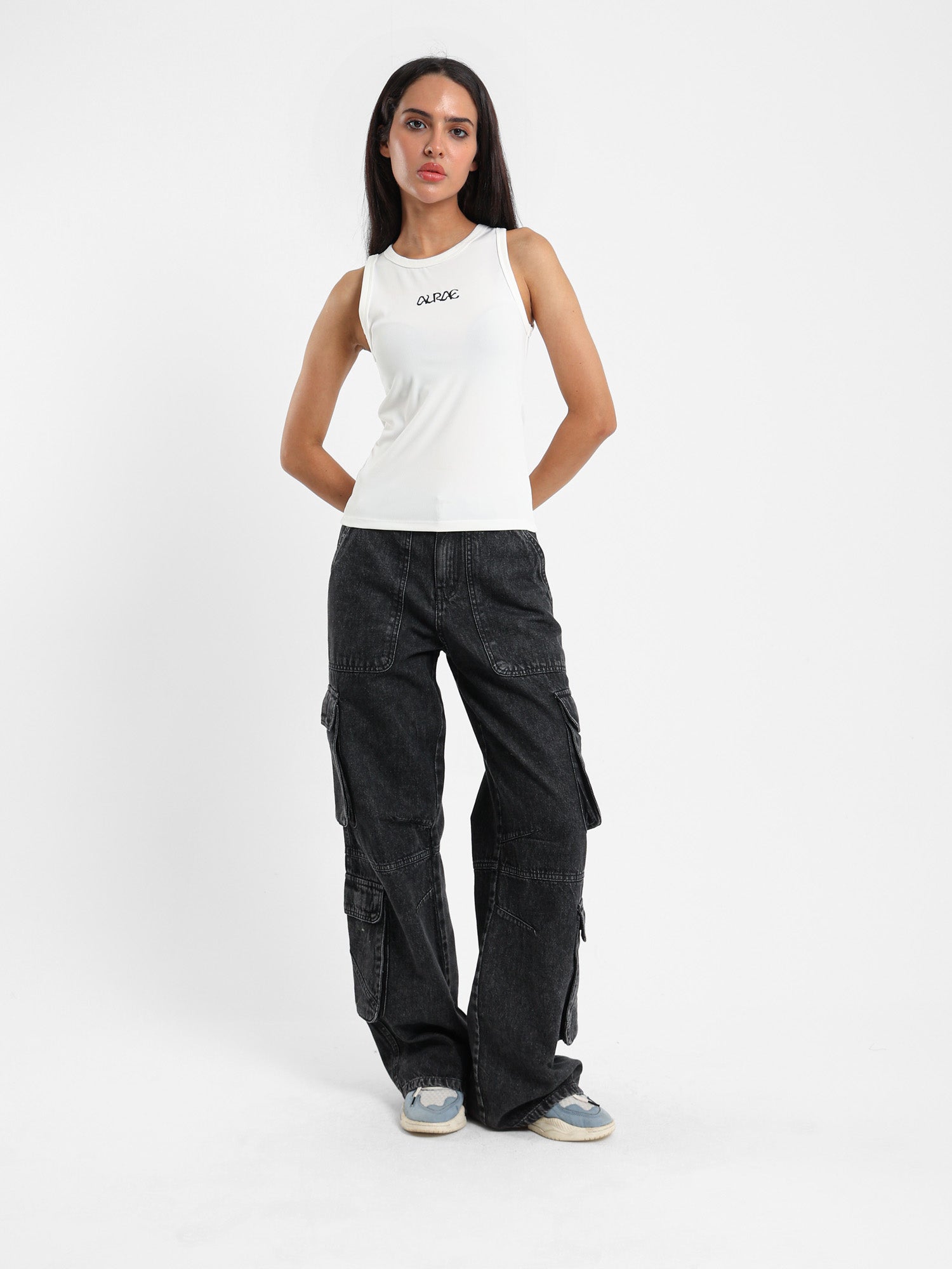 Embroidered Cropped Halter neck Tee