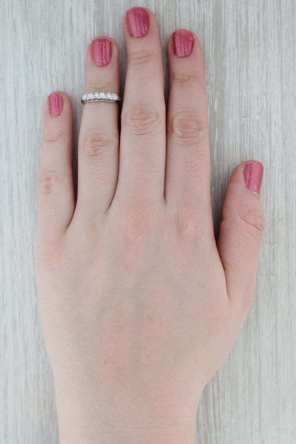 0.20ctw Diamond Wedding Band 14k White Gold Size 4.5 Stackable Anniversary Ring