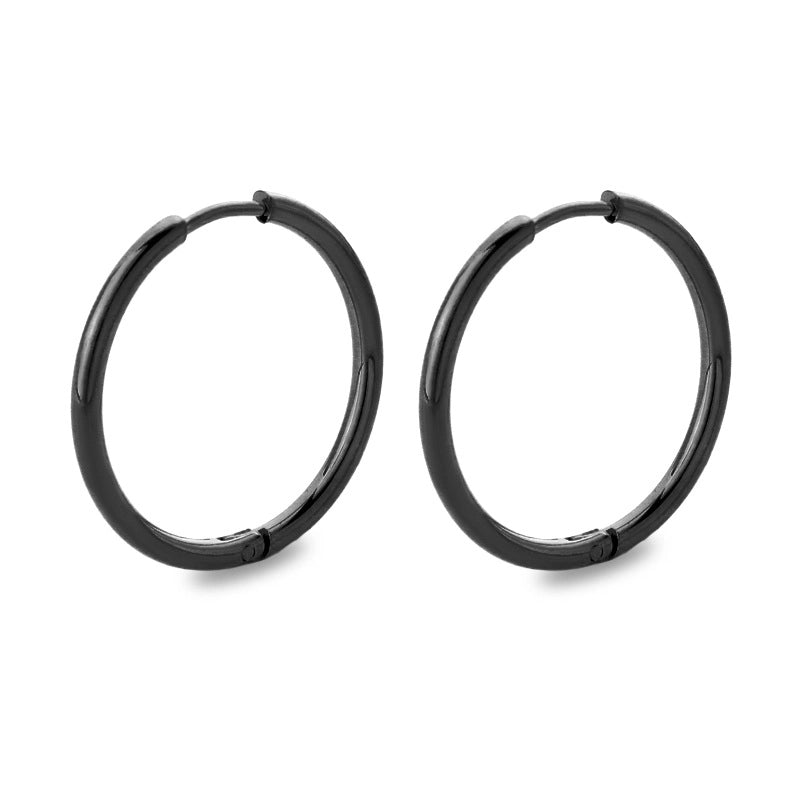 Minimalist Solid Color Stainless Steel Hoop Earrings 1 Pair
