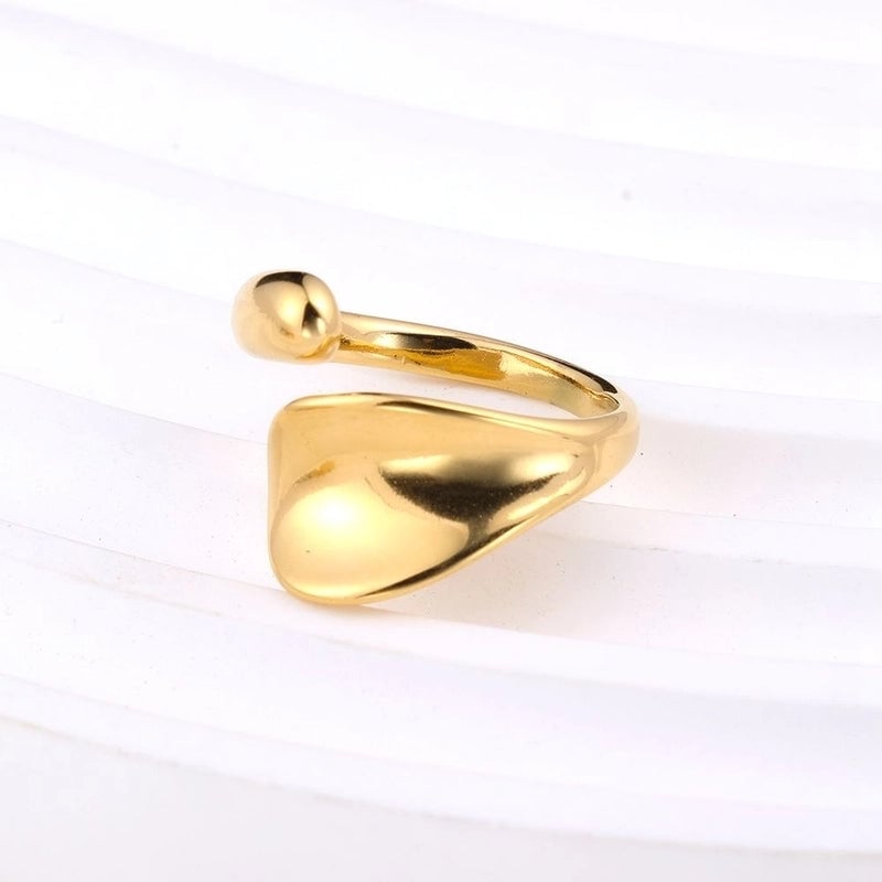 Princess Minimalist Solid Color 302 Stainless Steel 18K Gold Plated Rings