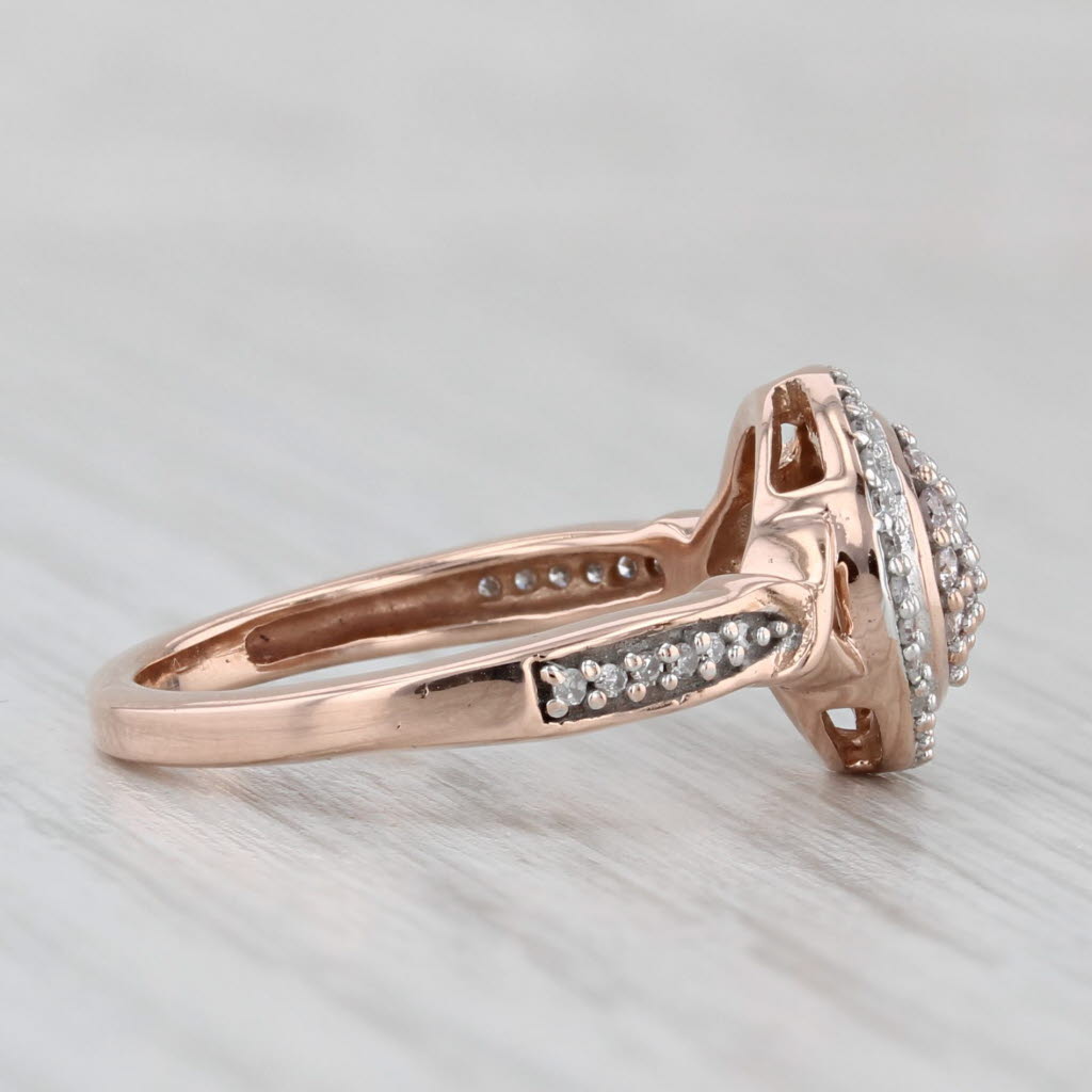 0.20ctw Diamond Cluster Halo Engagement Ring 10k Rose Gold Size 6