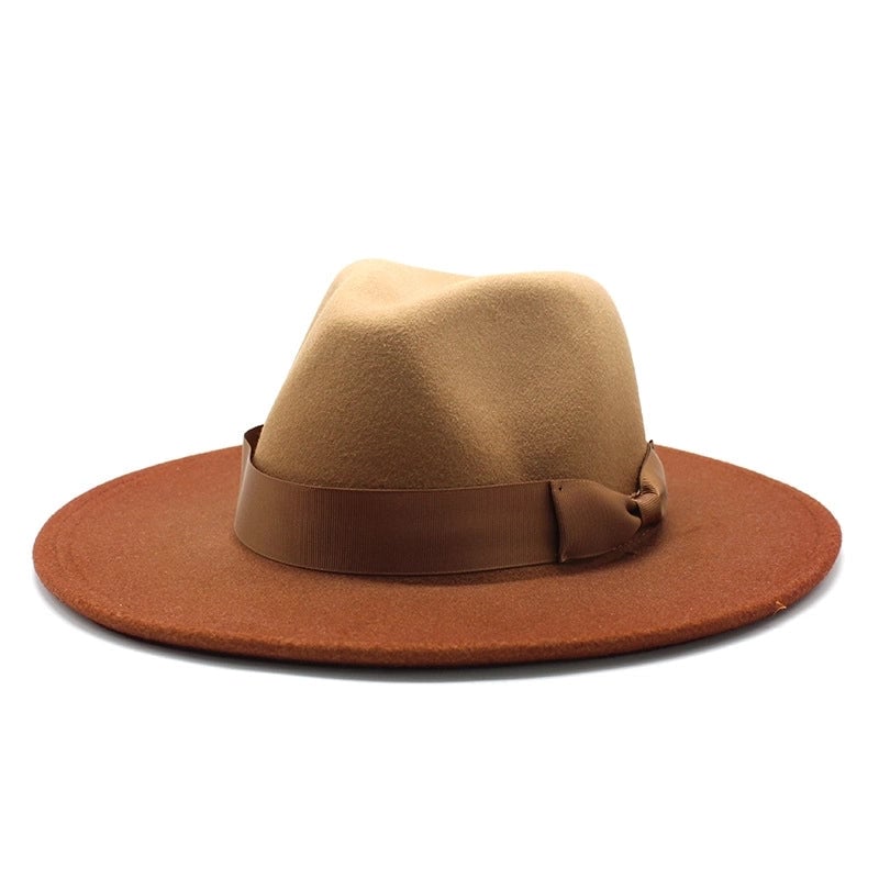 Style Big Brim Woolen Hat Gradient Color Two-color Jazz Hat Autumn And Winter Men's And Women's Hat Felt Hat JZ-013