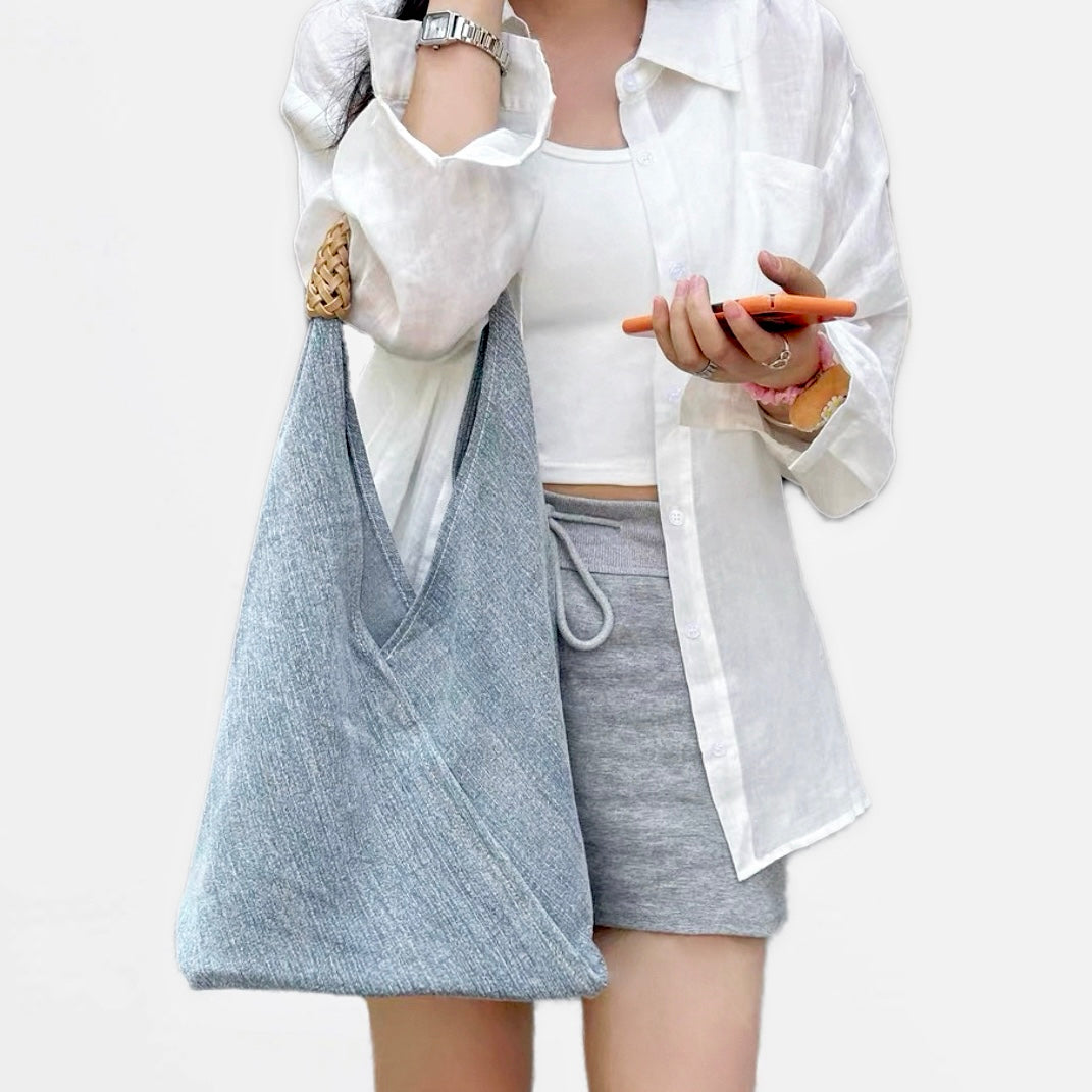 Denim Shoulder Bag With Inner Pouch
