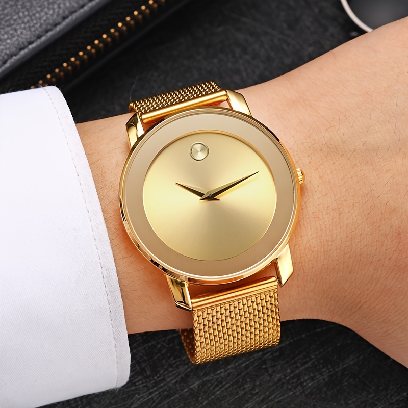 1pc Fashion Simple Watch Original Stianless Steel Bracelet Wristwatch Casual Golden Round Waterproof AAA Women Men Clock Dropshipping