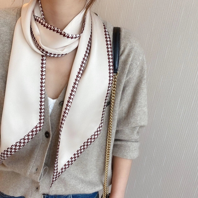 Women's Minimalist Color Block Polyester Printing Silk Scarf