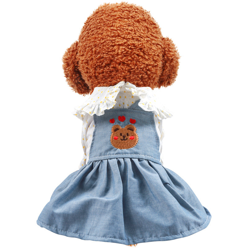 Polka Dot Bear Printed Puppy Dress