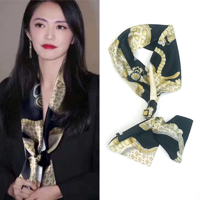 Women's Elegant Minimalist Geometric Chiffon Printing Silk Scarf