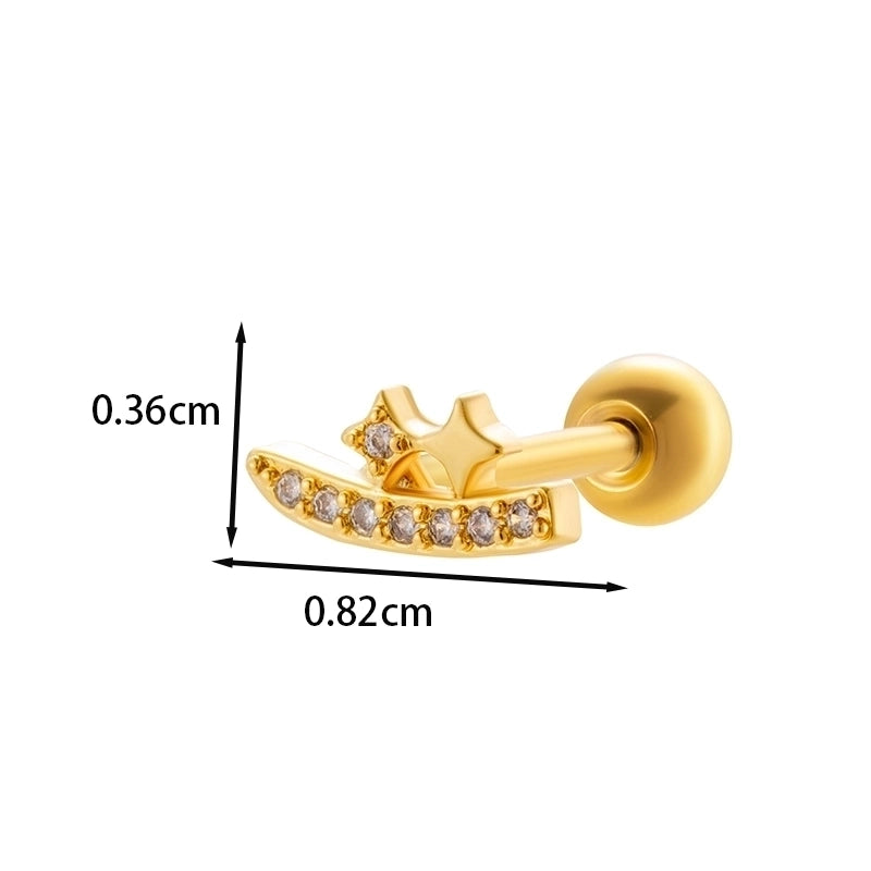 1 Piece Ear Cartilage Rings & Studs IG Style French Style Minimalist Star Flower Butterfly Copper Inlay Zircon