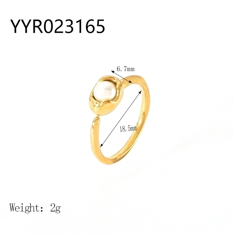 IG Style Retro Geometric 304 Stainless Steel Natural Stone Rhinestones Zircon 18K Gold Plated Polishing Plating Inlay Rings