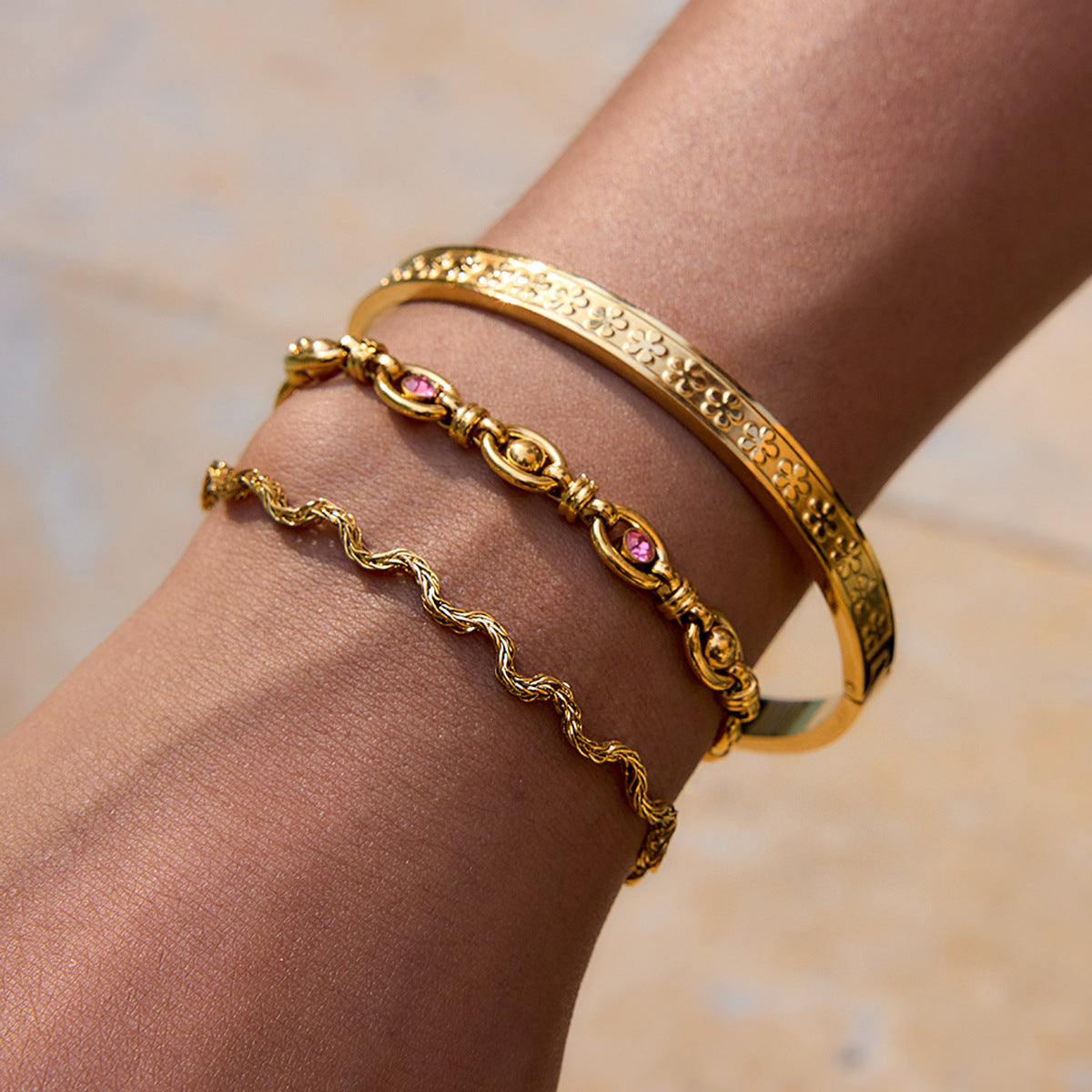 Stainless Steel Jewelry Bracelet For Girls Hot-Selling Titanium Steel Sand Gold