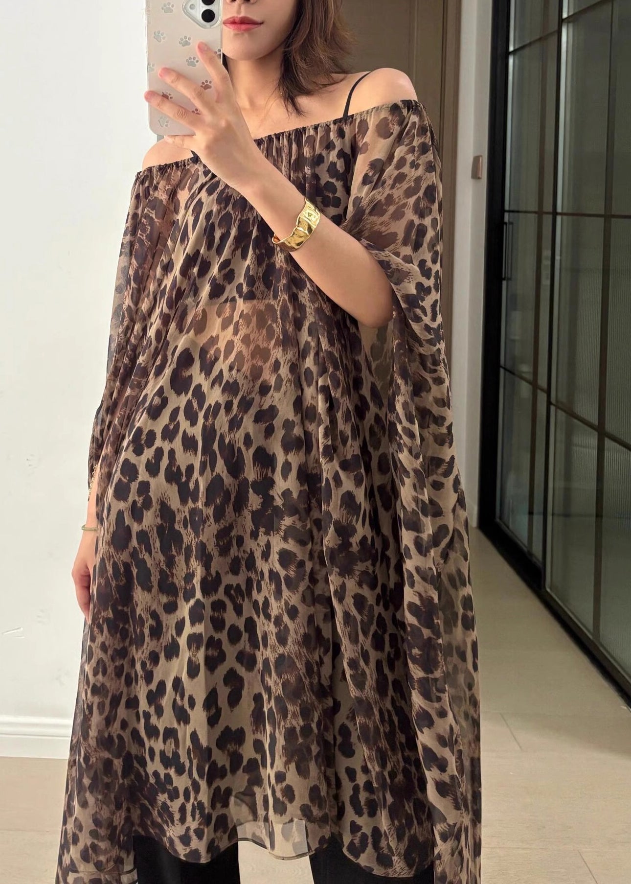 Vacation Style Leopard Print Dress And Skirt Two Wearing Method