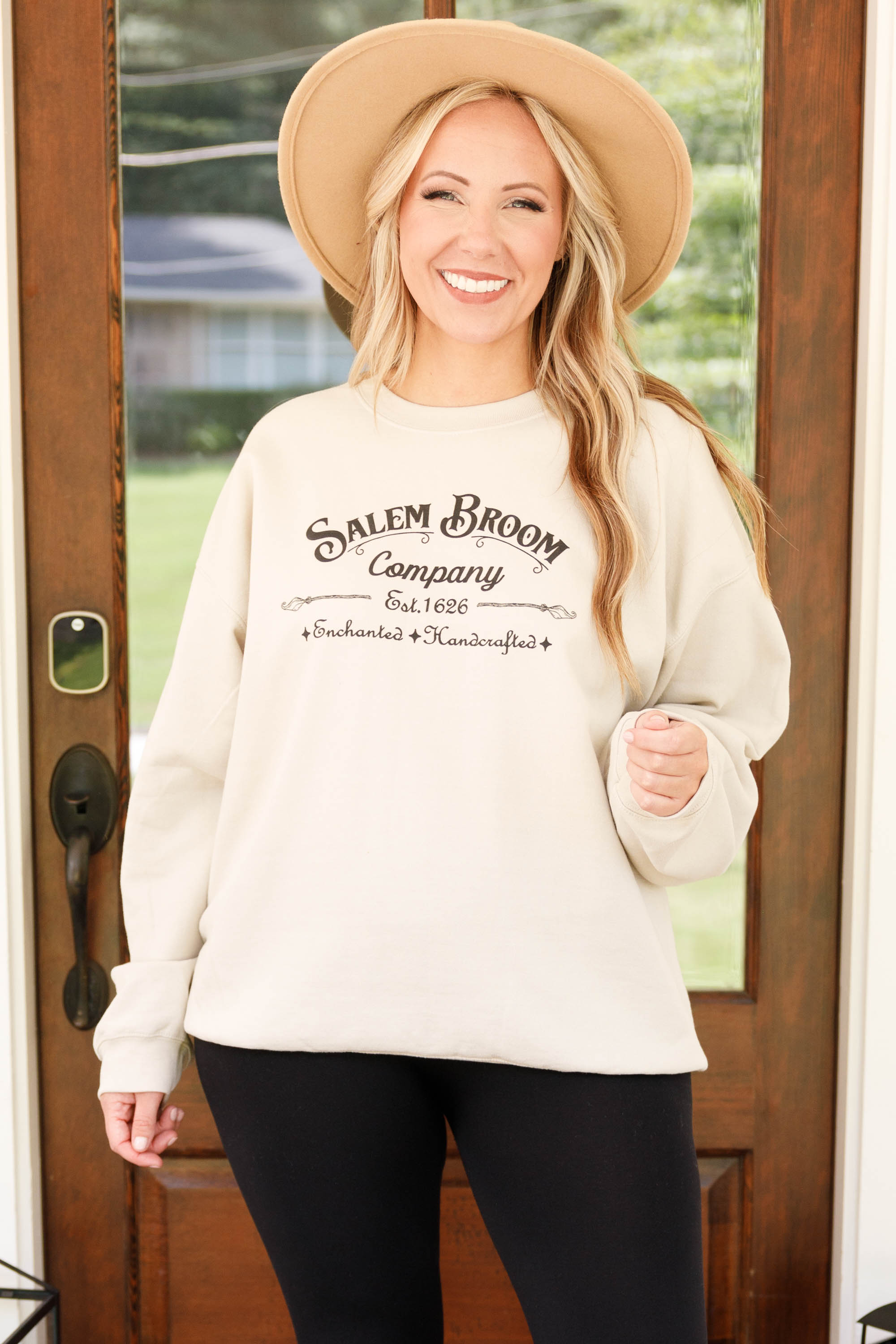 Salem Broom Company Sweatshirt. Sand