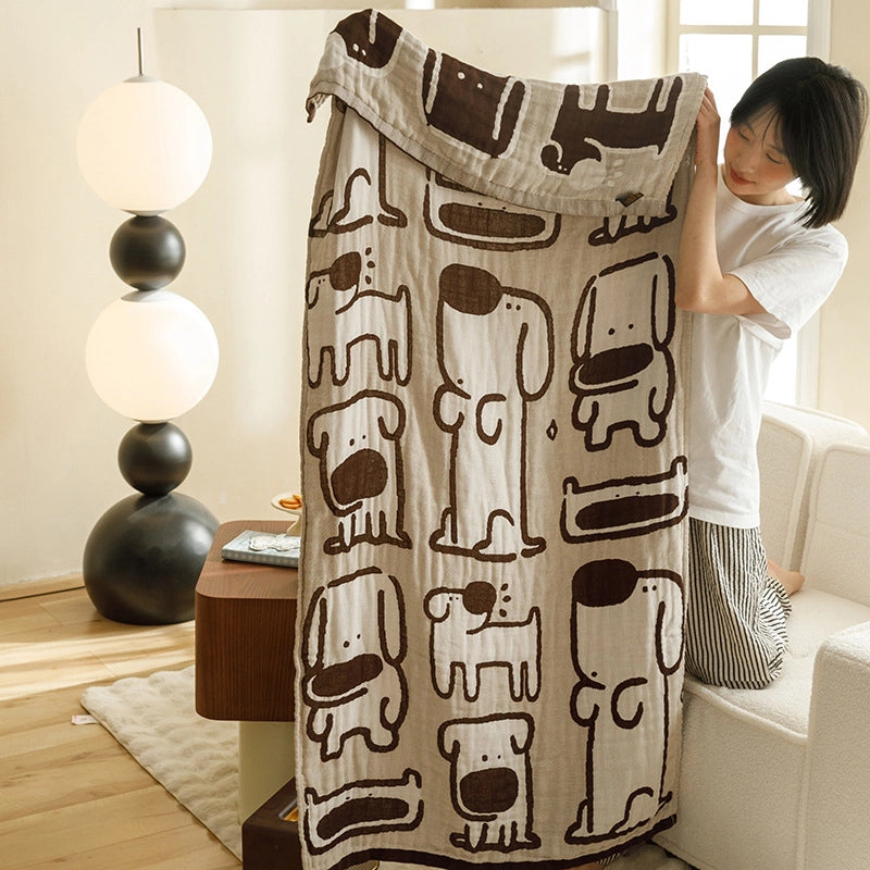Class A Cotton Gauze Cover Blanket Cotton Jacquard Four-Layer Gauze Bath Towel Sofa Nap Blanket Multifunctional Children's Bags Quilt