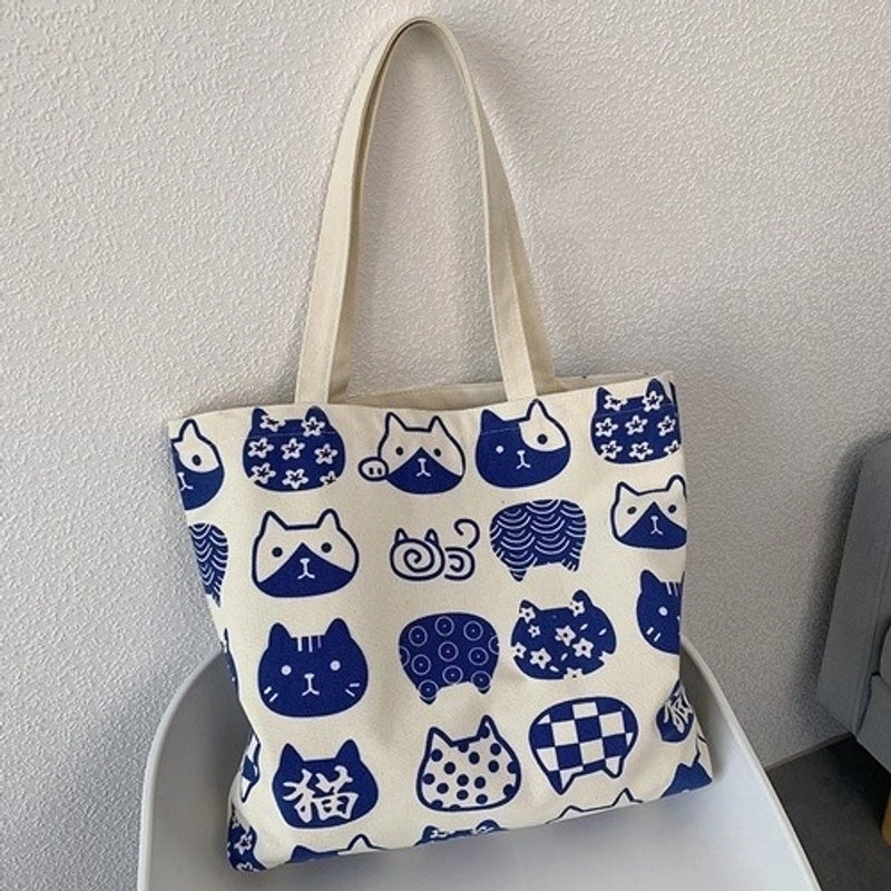 Women's Large Canvas Color Block Streetwear Square Zipper Shoulder Bag