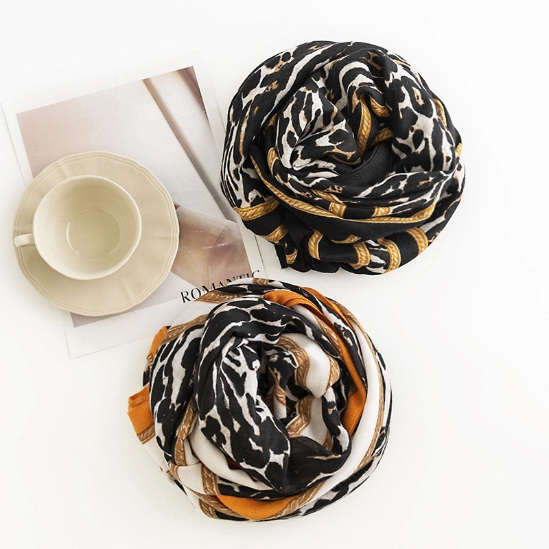 Women's Elegant Leopard Satin Silk Scarf
