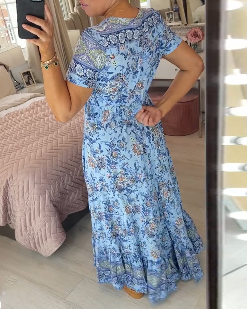 🎁LAST DAY SALE-49% OFF🎁Floral Print V-neck Dress