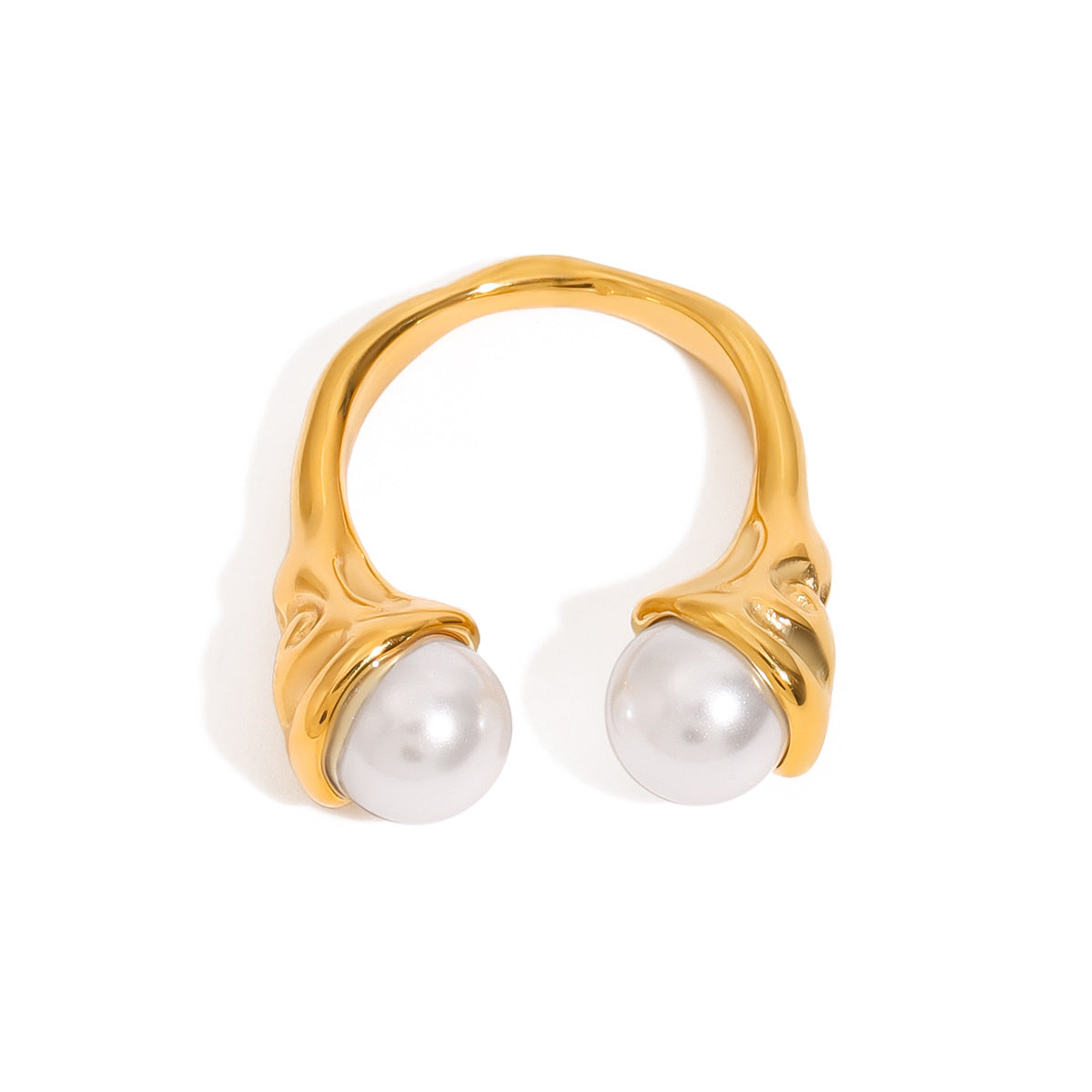 Pearl Titanium Steel Ring Women'S Niche Design Ring 18K Gold Stainless Steel Bracelet Rings