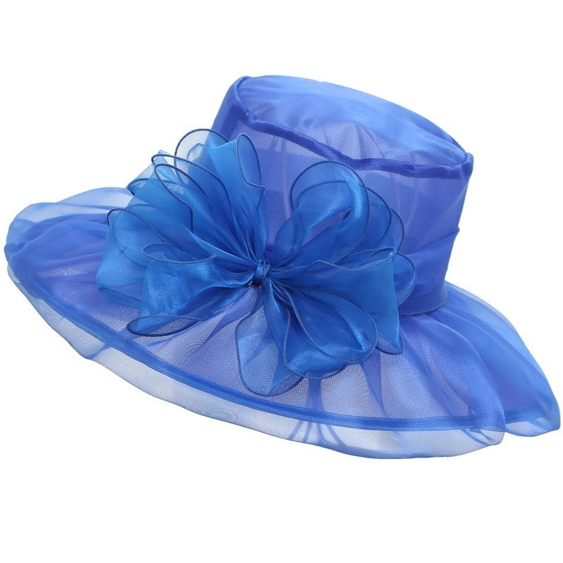 3 Pieces Women's Exaggerated Lady Vacation Solid Color Flower Big Eaves Sun Hat