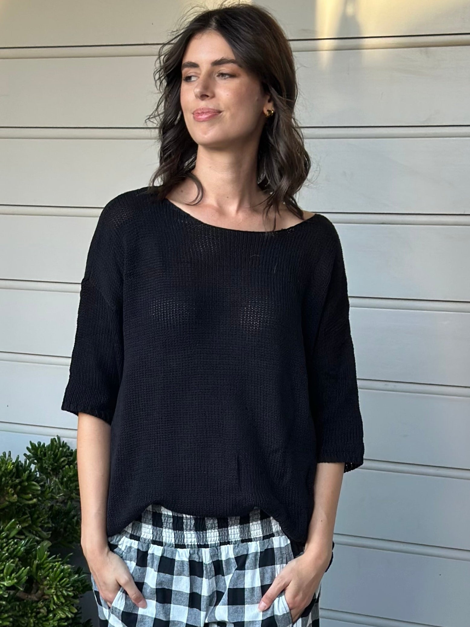 top-black cotton knit