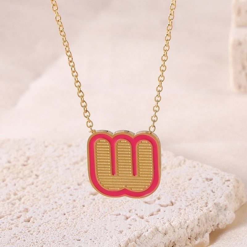 Sweet Minimalist Artistic Letter Stainless Steel Enamel Plating Pendant Necklace
