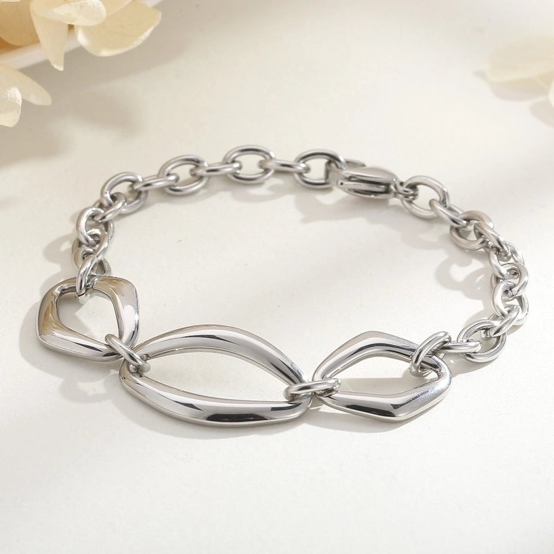 Rock Geometric Titanium Steel 18K Gold Plated Bracelets In Bulk