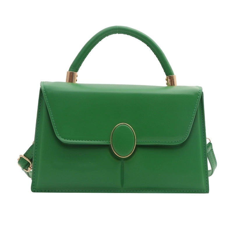 Women's Pu Leather Solid Color Classic Style Flip Cover Handbag