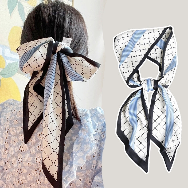 Women's Minimalist Color Block Polyester Printing Silk Scarf
