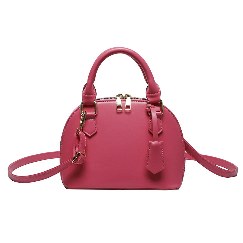 Women's All Seasons Pu Leather Solid Color Vintage Style Shell Zipper Dome Bag