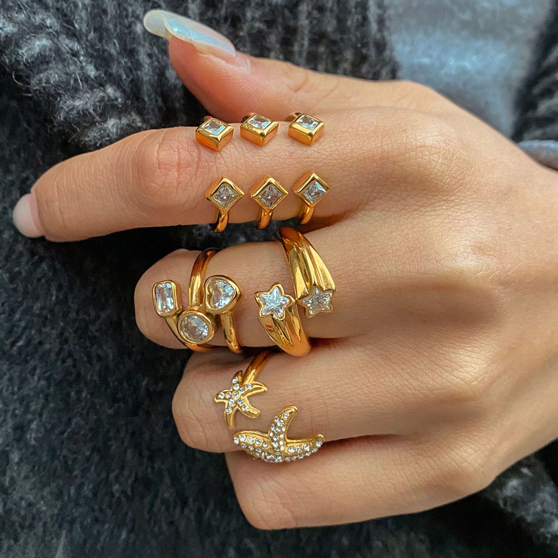 Jie Ding Titanium Steel Ring Female Niche Design Jewelry Stainless Steel Ring Rings