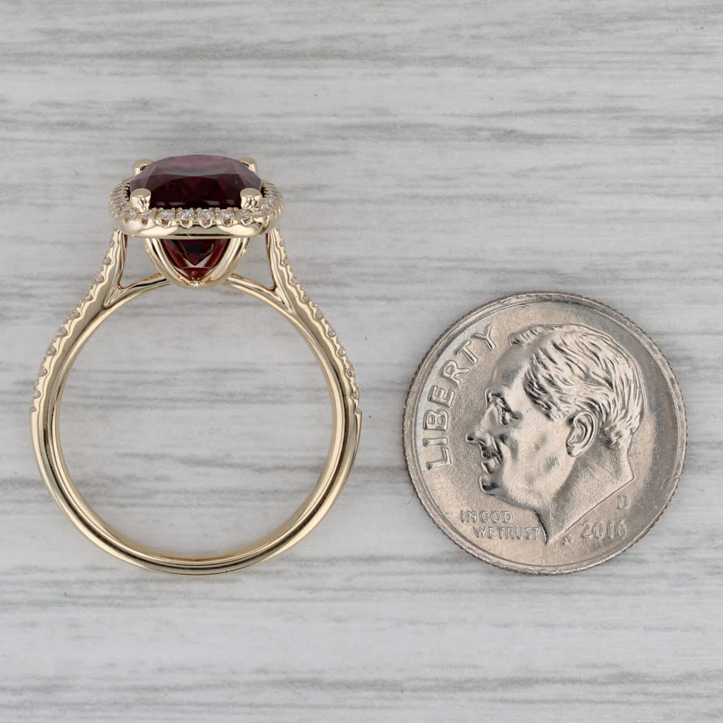 5.45ctw Rhodolite Garnet Diamond Halo Ring 14k Yellow Gold Size 6.5 Gem Zar