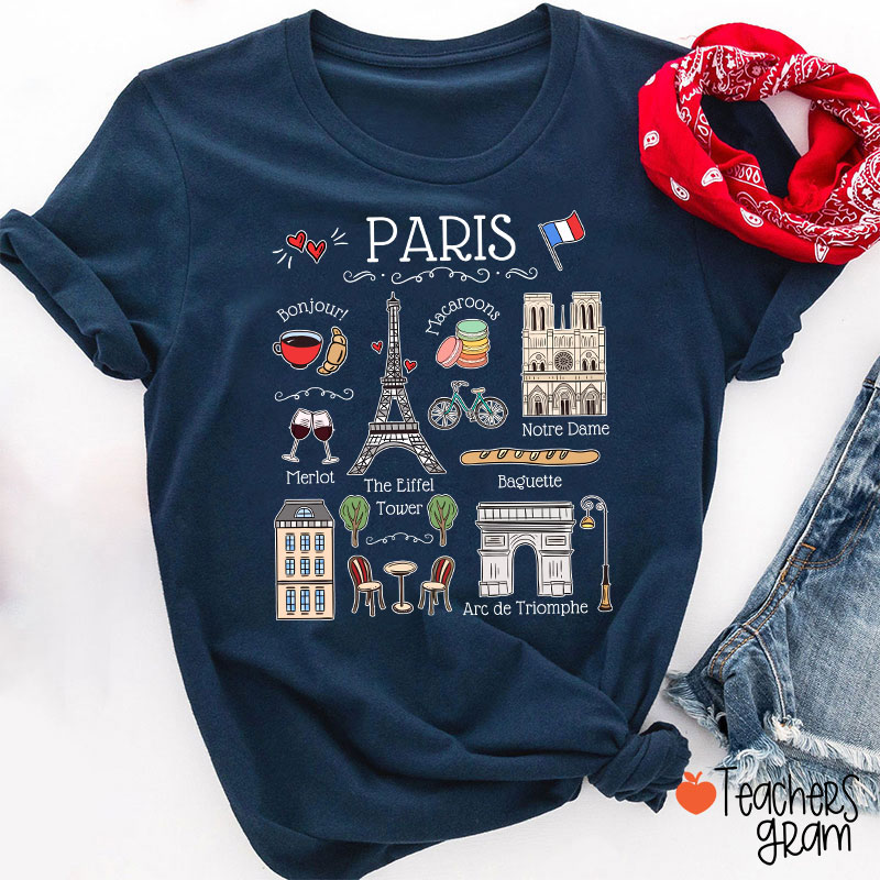 Eiffel Tower French Landmarks French Teacher T-Shirt