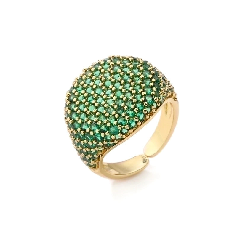 Copper Plating Geometric Zircon Copper Rings