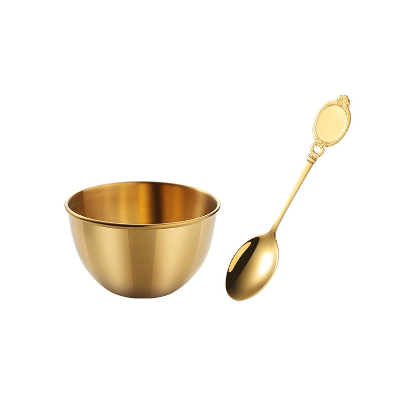 Stainless Steel Dip Small Bowl Golden Dip Sauce Bowl Seasoning Dish Sushi Dip Bowl Sauce Cup Jam Bowl With Spoon Set