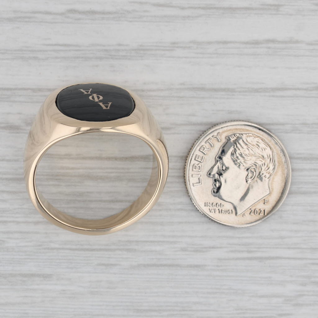 Alpha Phi Alpha Onyx Ring 10k Yellow Gold Size 9.5 Fraternity Signet