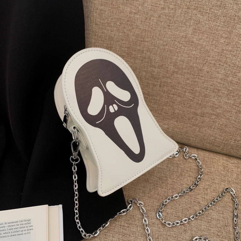 Halloween Women's Pu Leather Ghost Punk Streetwear Sewing Thread Zipper Crossbody Bag