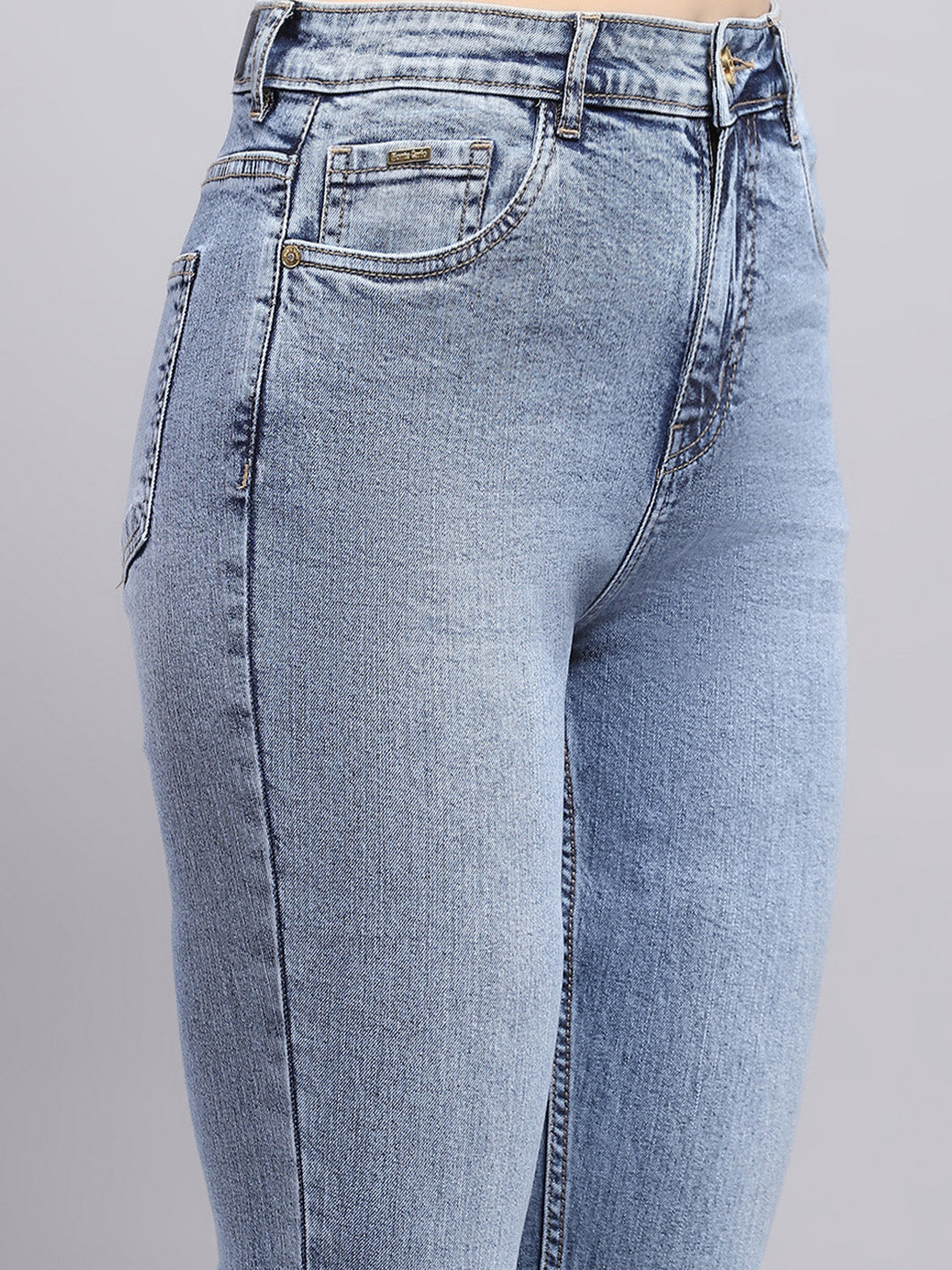 Women Blue Solid Slim Fit Denim