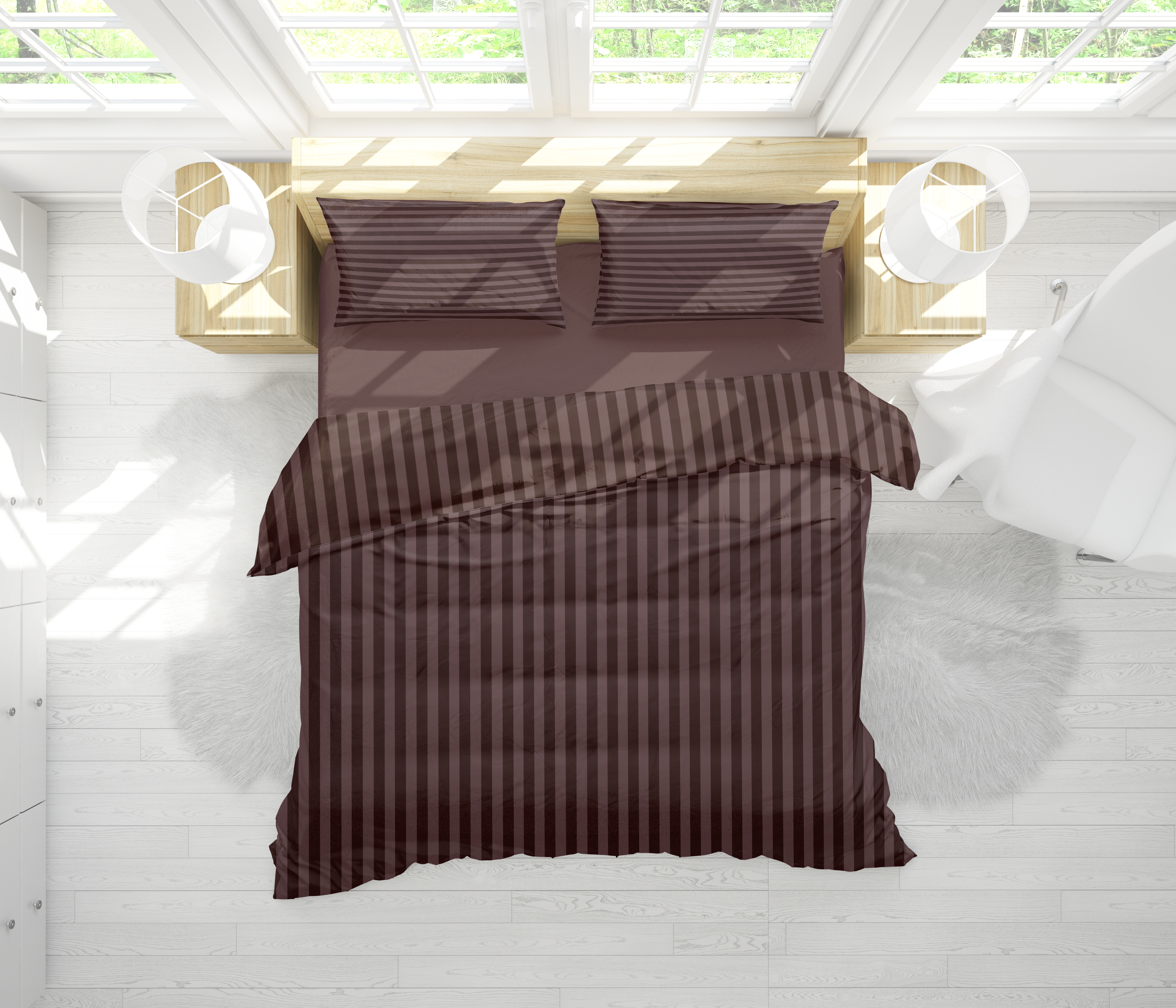 Brown Stripe-Bed Sheet Set