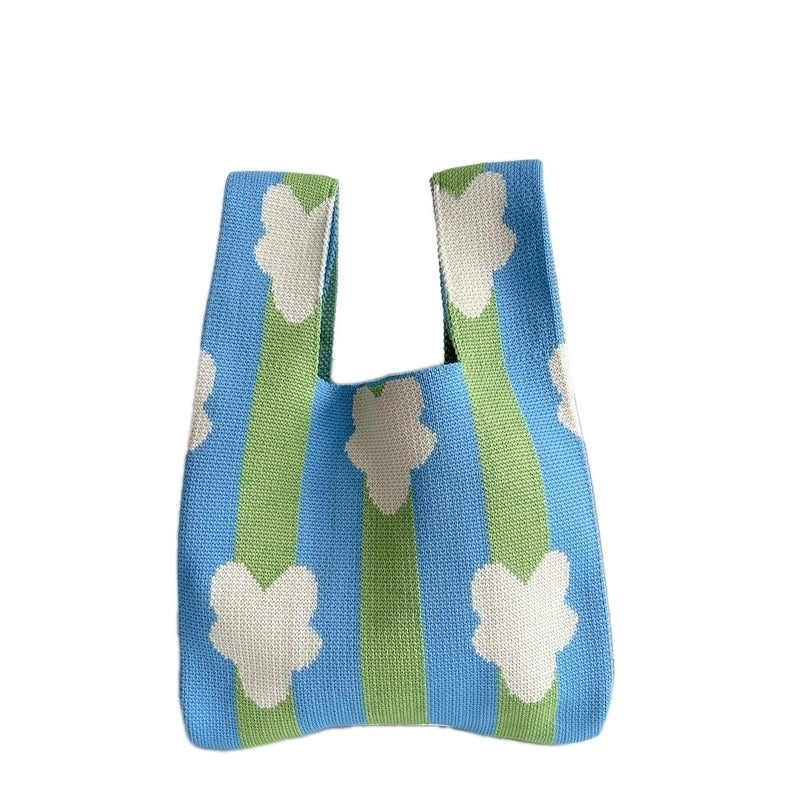 Women's All Seasons Knit Animal Star Cute Bucket Open Handbag Bucket Bag