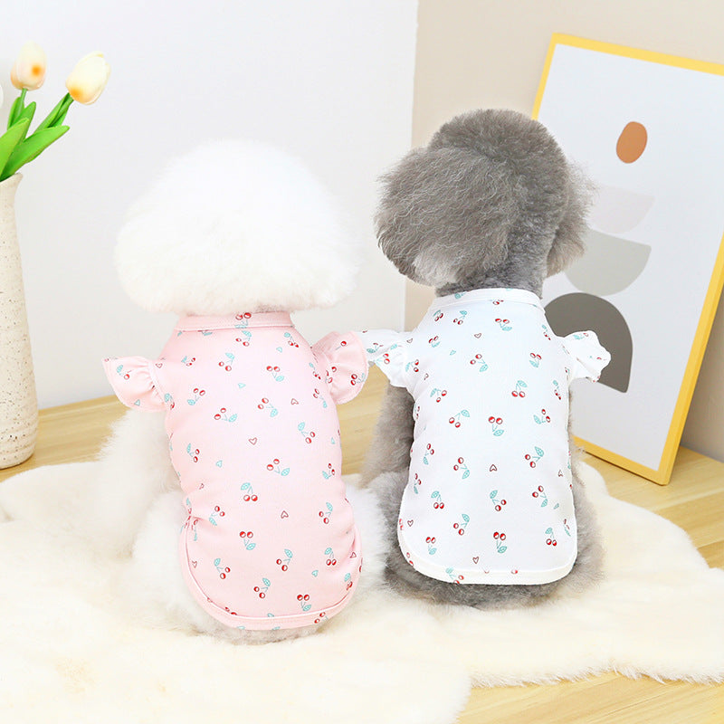 Cherry Ruffled Sleeves Dog Cat Vest