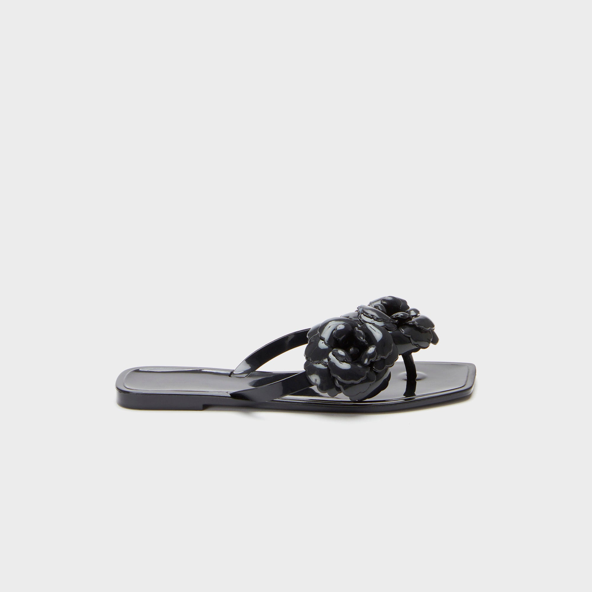 Coperni Silicone Flower Flat Sandals - Black