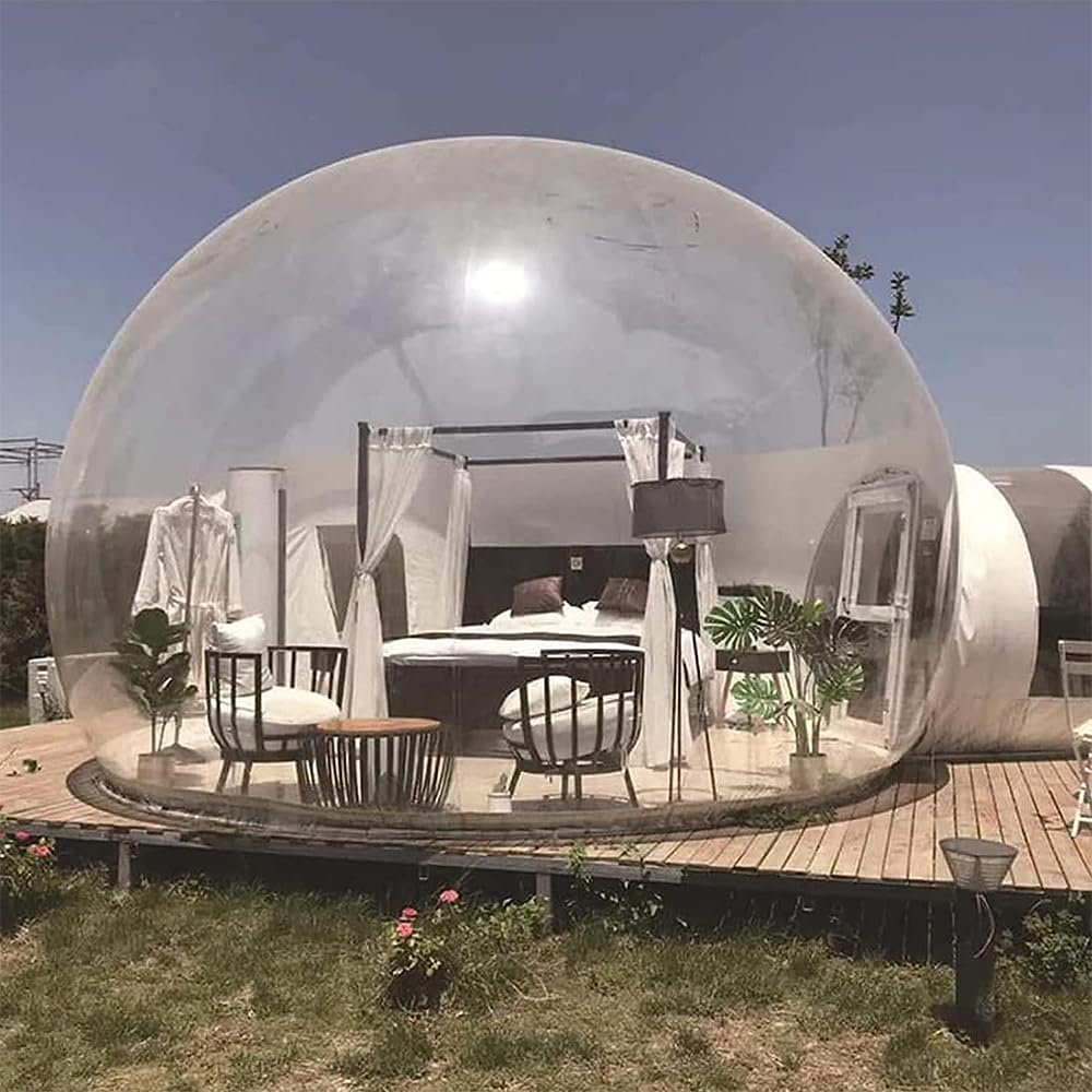 Bubble Tent Outdoor Inflatable Bubble Tent Inflatable Dome Tent Material Transparent 360° View with Channel Suitable for Camping, Hiking,2~4 people