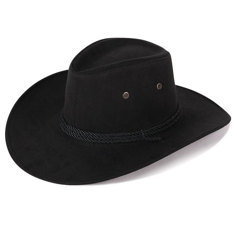 American Western Cowboy Hat Spring And Autumn Leather Men's Mountain Climbing Spanish Women's Sun Big Edge Sun Hat Sunscreen Travel