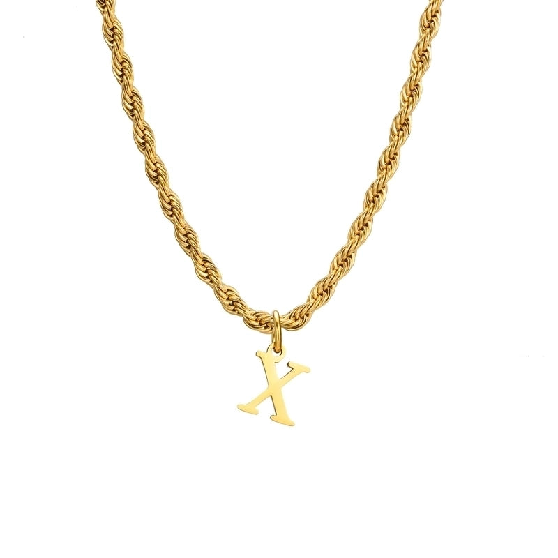 Minimalist Letter Stainless Steel Gold Plated Pendant Necklace