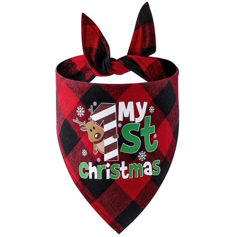 British Style Cotton Christmas Lattice Pet Scarf