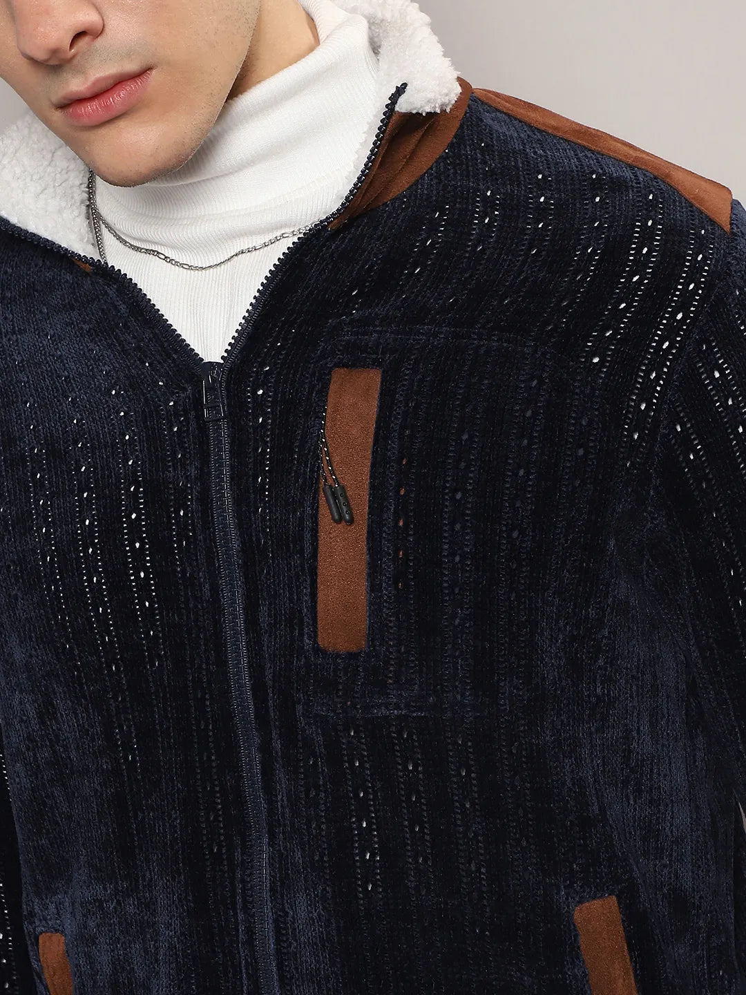 Zip-Front Cable Knit Jacket