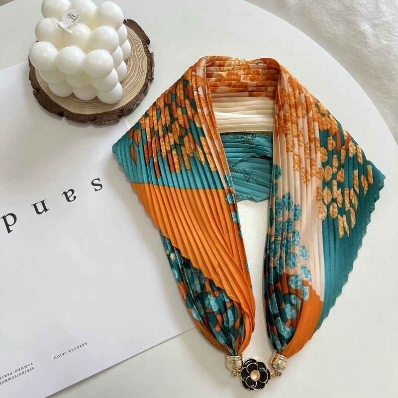 Women's Elegant Geometric Satin Printing Silk Scarf