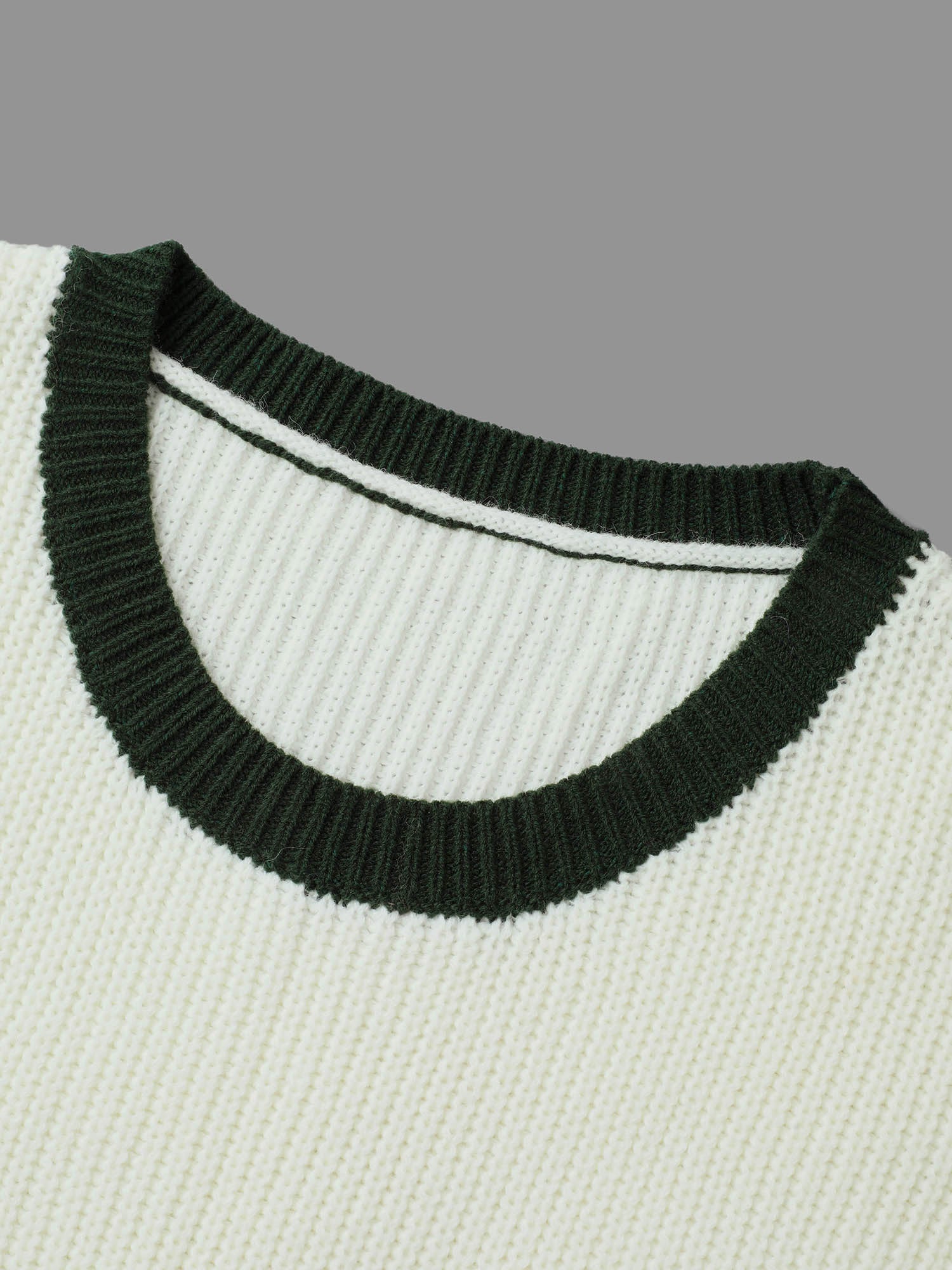 Textured Color Block Round Neck Pullover