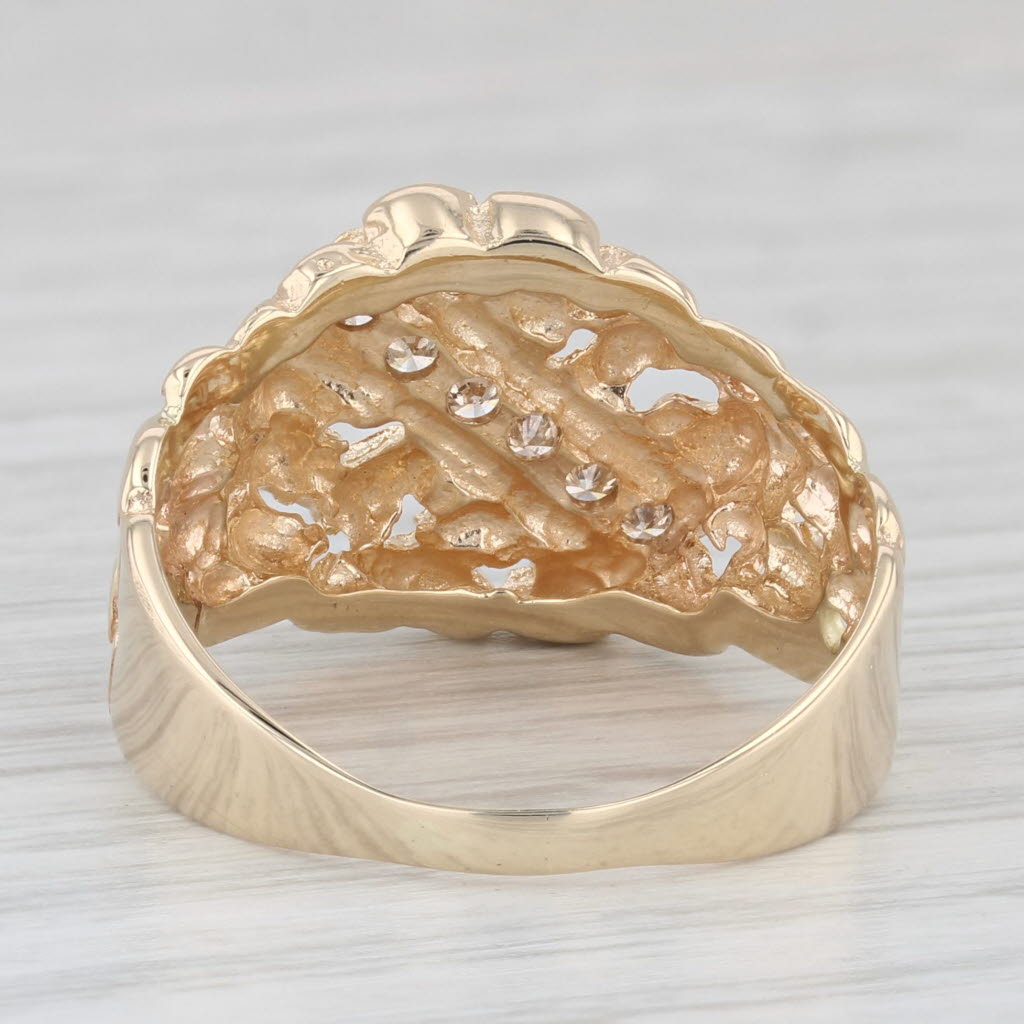 0.18ctw Diamond Nugget Ring 14k Yellow Gold Men's Size 10.75