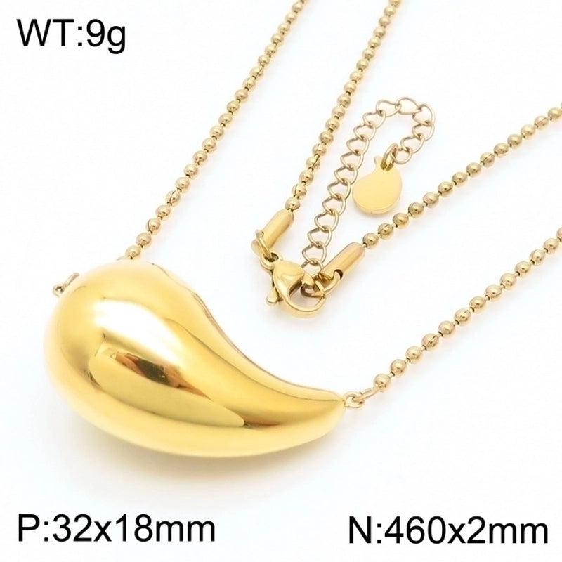 Minimalist Commute Water Droplets Solid Color Stainless Steel 18K Gold Plated Plating Chain Necklace